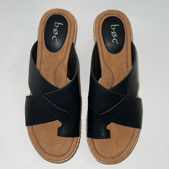 b.o.c. sandals wedge toe-loop black size 9 NWT - Picture 8 of 15